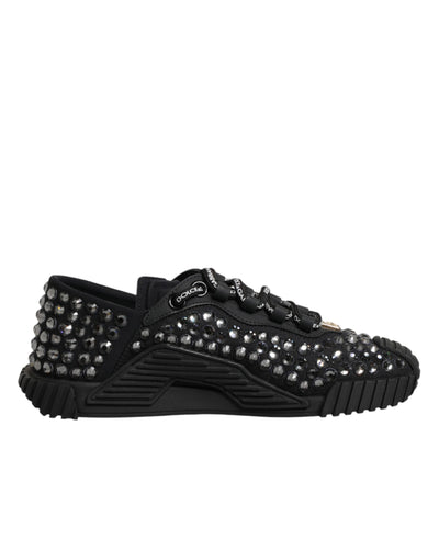 Dolce & Gabbana Shoes Black Embellished Low Top NS1 Sneakers Shoes