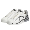 Dolce &amp; Gabbana Weiße Graue Low Top Leder Sneaker Schuhe