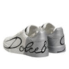 Dolce &amp; Gabbana Weiße Graue Low Top Leder Sneaker Schuhe