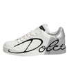 Dolce &amp; Gabbana Weiße Graue Low Top Leder Sneaker Schuhe