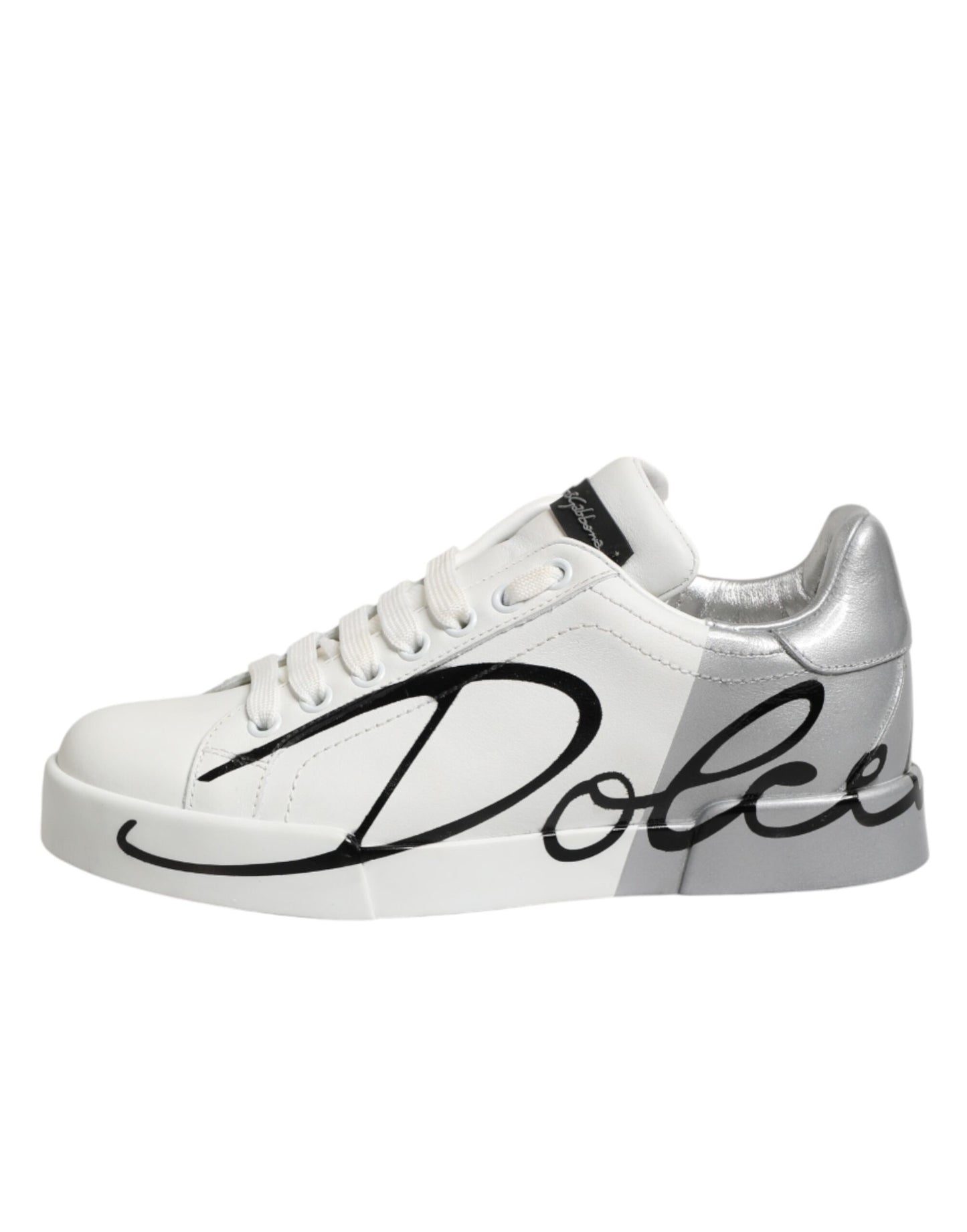Dolce &amp; Gabbana Weiße Graue Low Top Leder Sneaker Schuhe