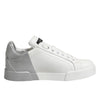 Dolce &amp; Gabbana Weiße Graue Low Top Leder Sneaker Schuhe