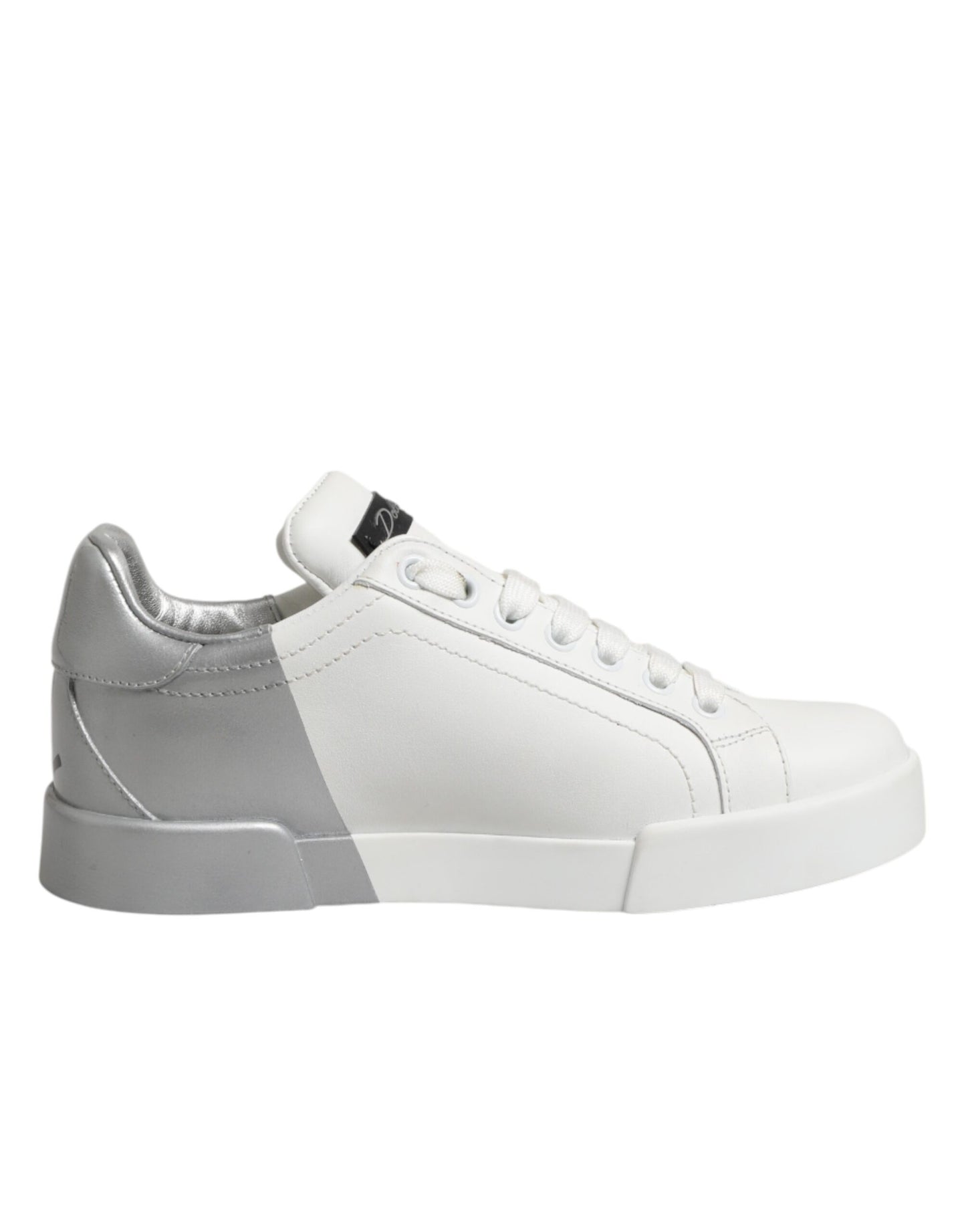 Dolce &amp; Gabbana Weiße Graue Low Top Leder Sneaker Schuhe