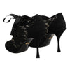 Dolce &amp; Gabbana Schwarze High Heels mit Blumenmuster, Schnürschuhe