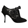 Dolce &amp; Gabbana Schwarze High Heels mit Blumenmuster, Schnürschuhe