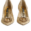 Dolce &amp; Gabbana Gold Taormina Lace DEVOTION Pumps Schuhe
