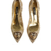 Dolce &amp; Gabbana Gold Taormina Lace DEVOTION Pumps Schuhe