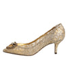 Dolce &amp; Gabbana Gold Taormina Lace DEVOTION Pumps Schuhe