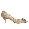 Dolce &amp; Gabbana Gold Taormina Lace DEVOTION Pumps Schuhe