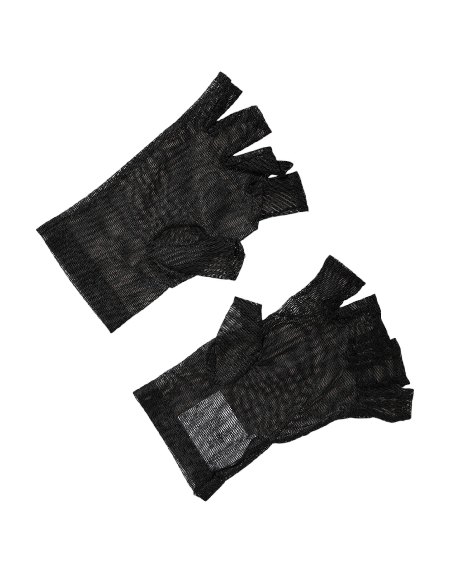 Dolce &amp; Gabbana Schwarze Nylon-Handschuhe, fingerlos, handgelenklang