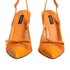Dolce &amp; Gabbana Orangefarbene Slingback-Pumps aus Leder und Mesh