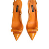 Dolce &amp; Gabbana Orangefarbene Slingback-Pumps aus Leder und Mesh