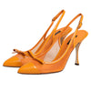 Dolce &amp; Gabbana Orangefarbene Slingback-Pumps aus Leder und Mesh