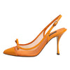 Dolce &amp; Gabbana Orangefarbene Slingback-Pumps aus Leder und Mesh