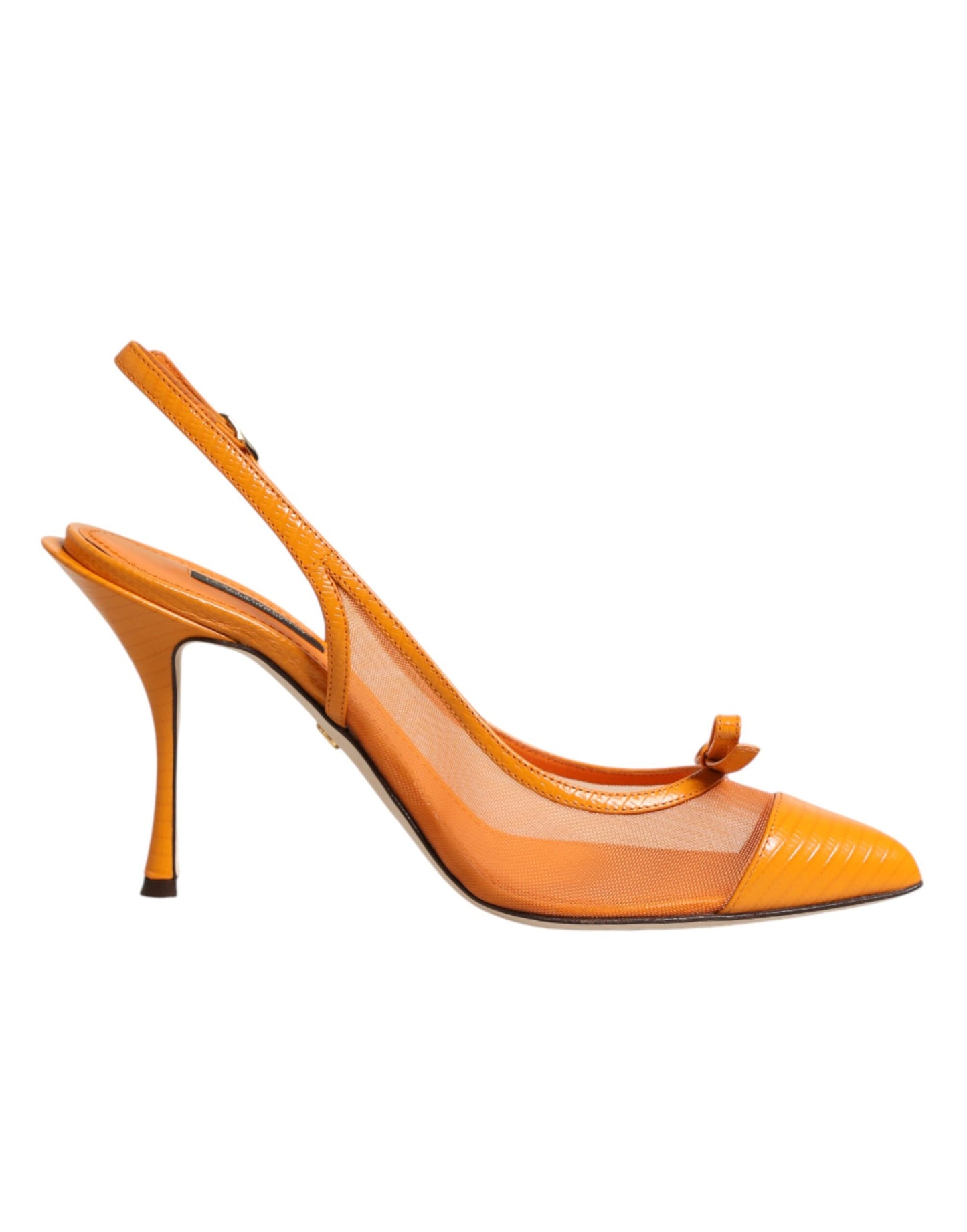 Dolce &amp; Gabbana Orangefarbene Slingback-Pumps aus Leder und Mesh