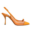 Dolce &amp; Gabbana Orangefarbene Slingback-Pumps aus Leder und Mesh