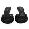 Dolce & Gabbana Black Embroidered Slip On Heels Slides Shoes