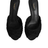 Dolce & Gabbana Black Embroidered Slip On Heels Slides Shoes