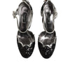 Dolce & Gabbana Black Sequined Ankle Strap Sandals Shoes