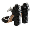Dolce & Gabbana Black Sequined Ankle Strap Sandals Shoes