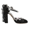 Dolce & Gabbana Black Sequined Ankle Strap Sandals Shoes