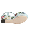 Dolce &amp; Gabbana Grüne Sandalen mit Blumenmuster und Keilabsatz am Knöchel