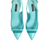 Dolce & Gabbana Blue Leather Mesh Heels Slingback Shoes