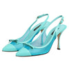 Dolce & Gabbana Blue Leather Mesh Heels Slingback Shoes