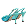 Dolce & Gabbana Blue Leather Mesh Heels Slingback Shoes