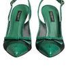 Dolce &amp; Gabbana grüne Slingback-Pumps aus Leder und Mesh