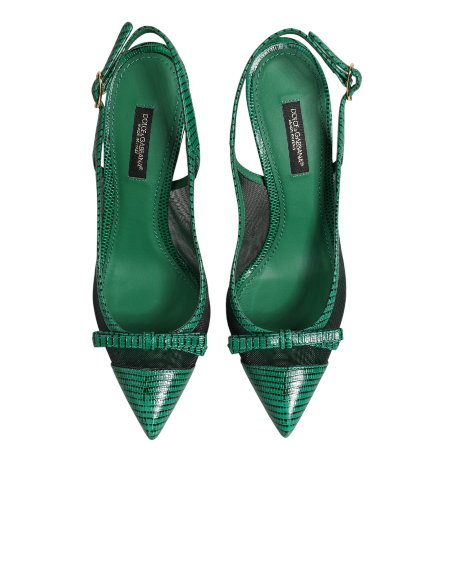 Dolce &amp; Gabbana grüne Slingback-Pumps aus Leder und Mesh