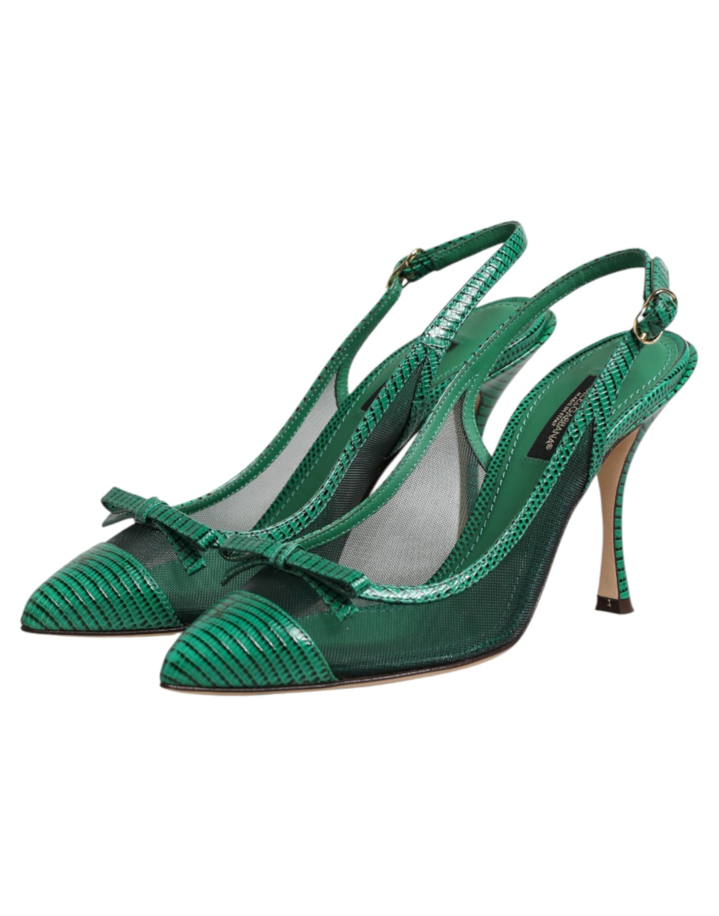 Dolce &amp; Gabbana grüne Slingback-Pumps aus Leder und Mesh