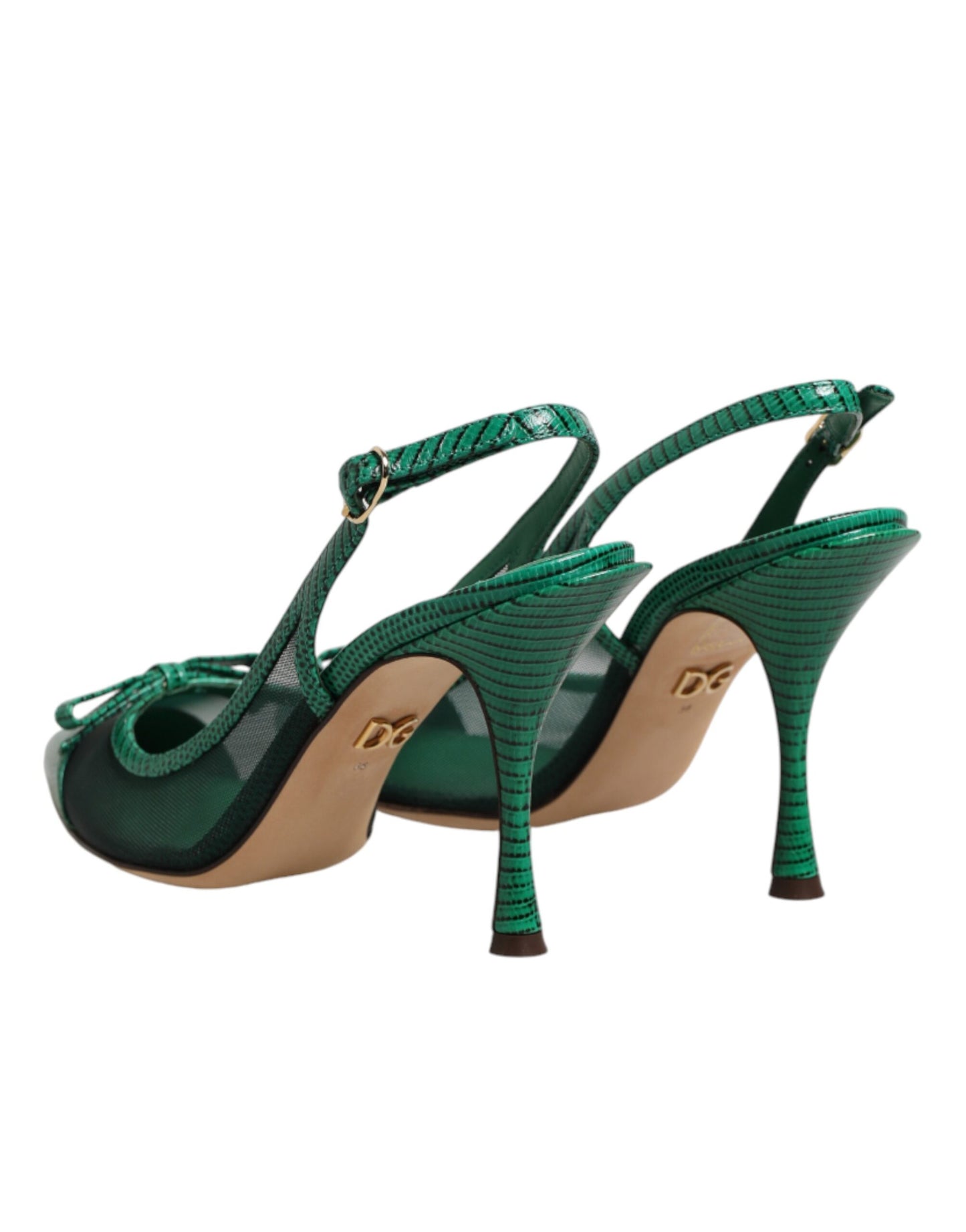 Dolce &amp; Gabbana grüne Slingback-Pumps aus Leder und Mesh