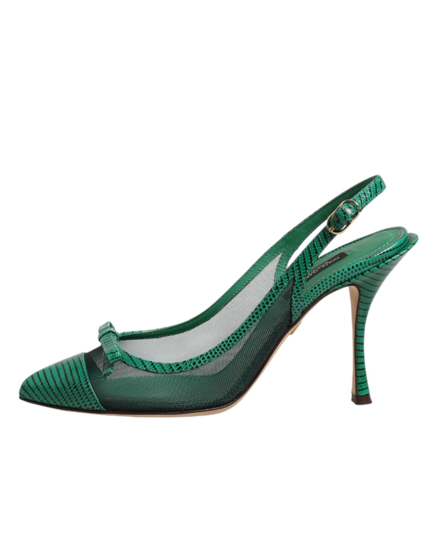 Dolce &amp; Gabbana grüne Slingback-Pumps aus Leder und Mesh