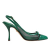 Dolce &amp; Gabbana grüne Slingback-Pumps aus Leder und Mesh