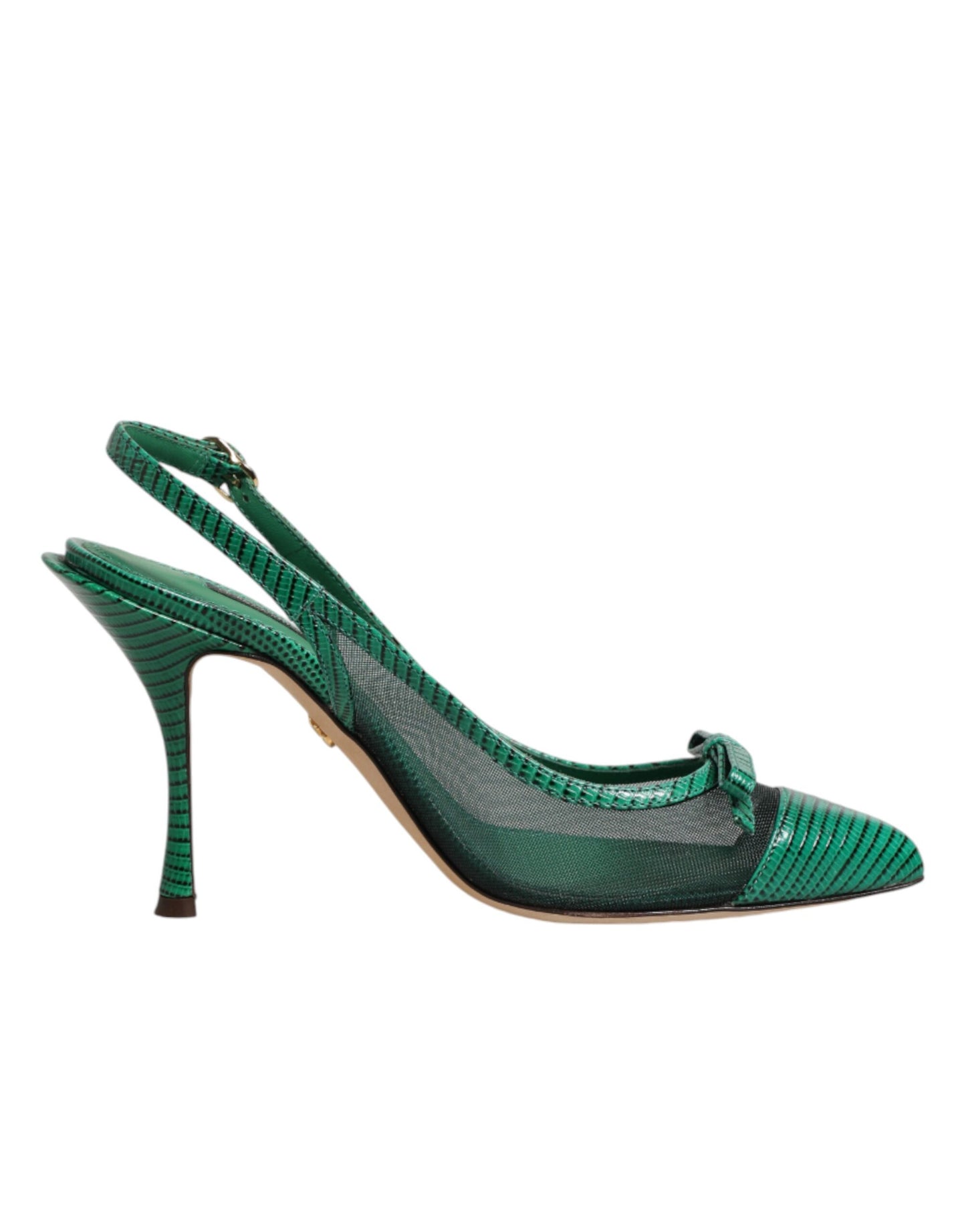 Dolce &amp; Gabbana grüne Slingback-Pumps aus Leder und Mesh