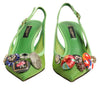 Grüne Dolce &amp; Gabbana Slingback-Pumps mit Verzierungen