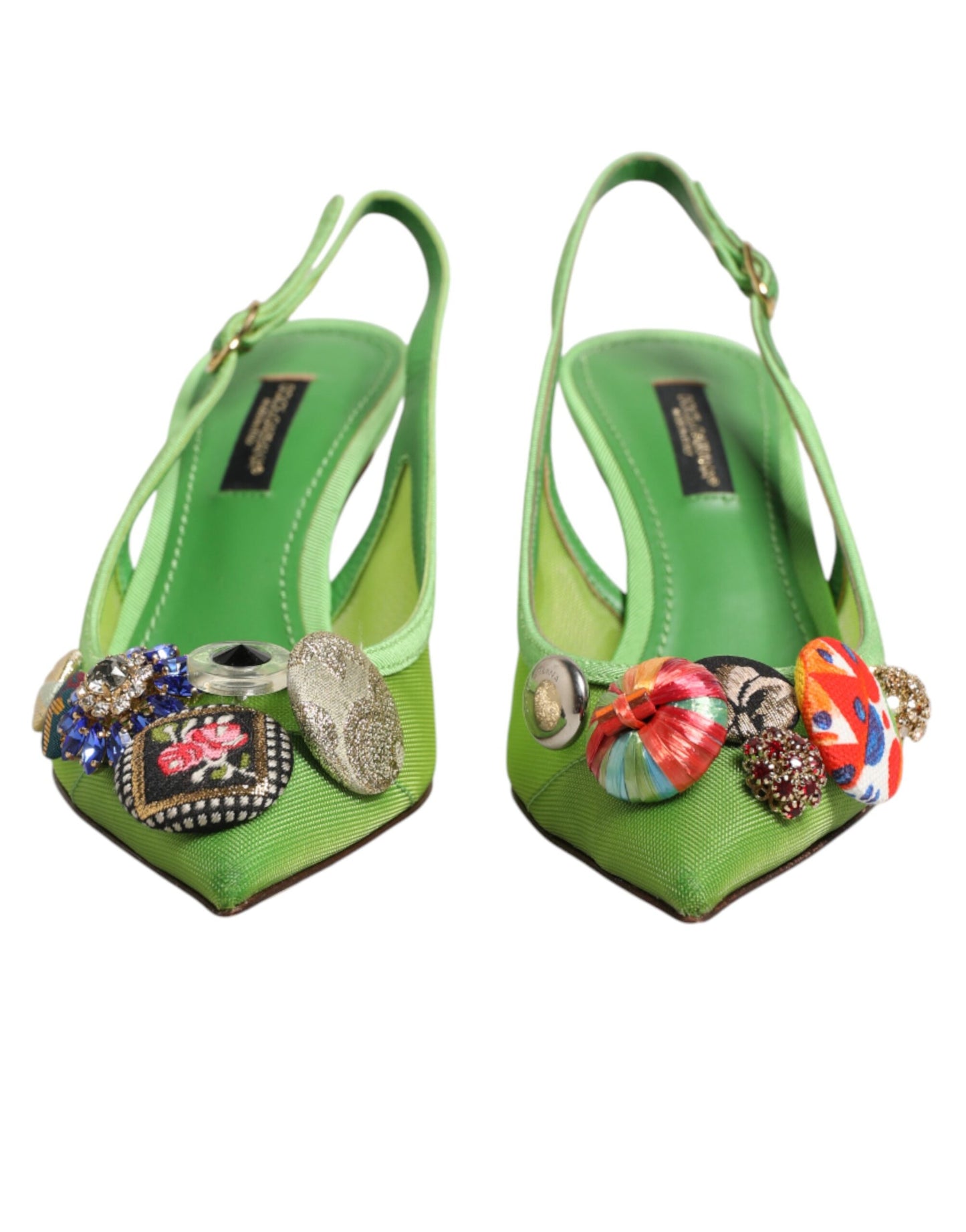 Grüne Dolce &amp; Gabbana Slingback-Pumps mit Verzierungen