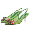 Grüne Dolce &amp; Gabbana Slingback-Pumps mit Verzierungen