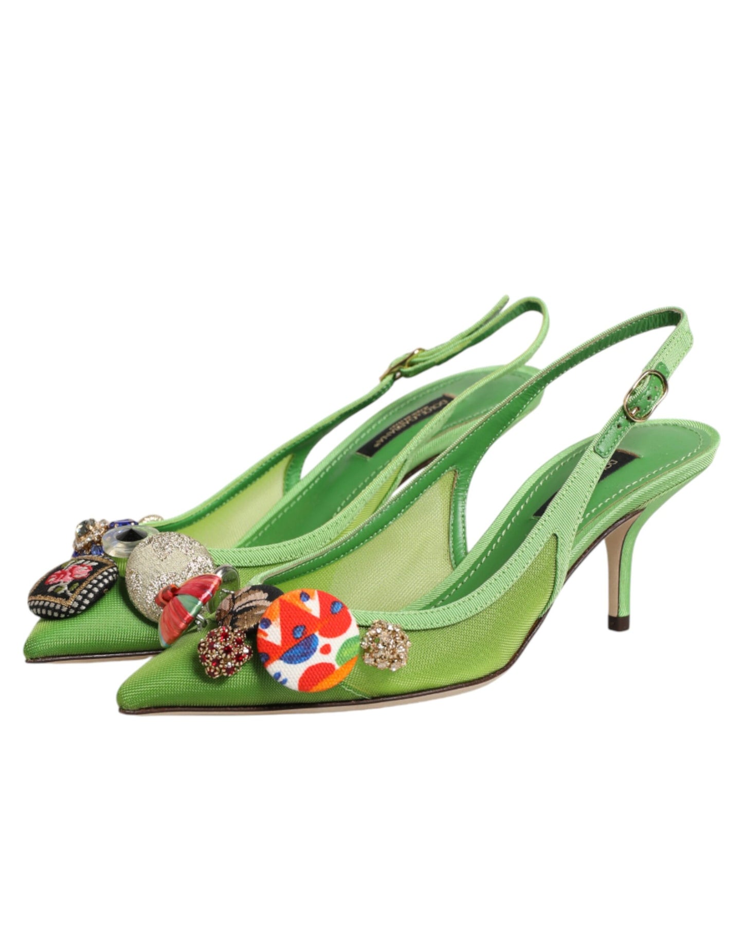 Grüne Dolce &amp; Gabbana Slingback-Pumps mit Verzierungen