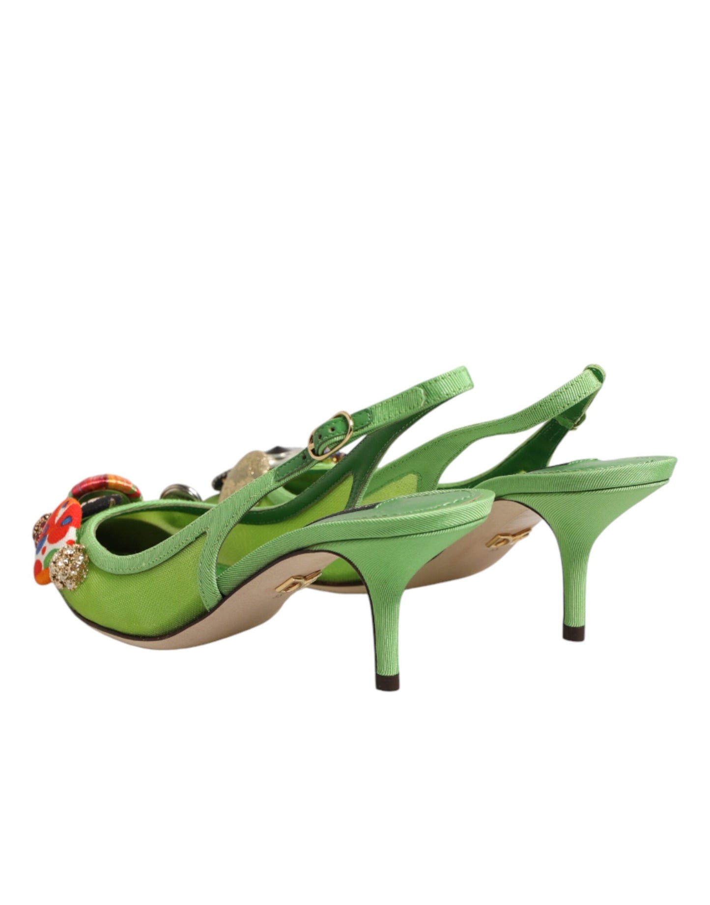 Grüne Dolce &amp; Gabbana Slingback-Pumps mit Verzierungen