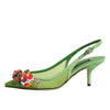 Grüne Dolce &amp; Gabbana Slingback-Pumps mit Verzierungen