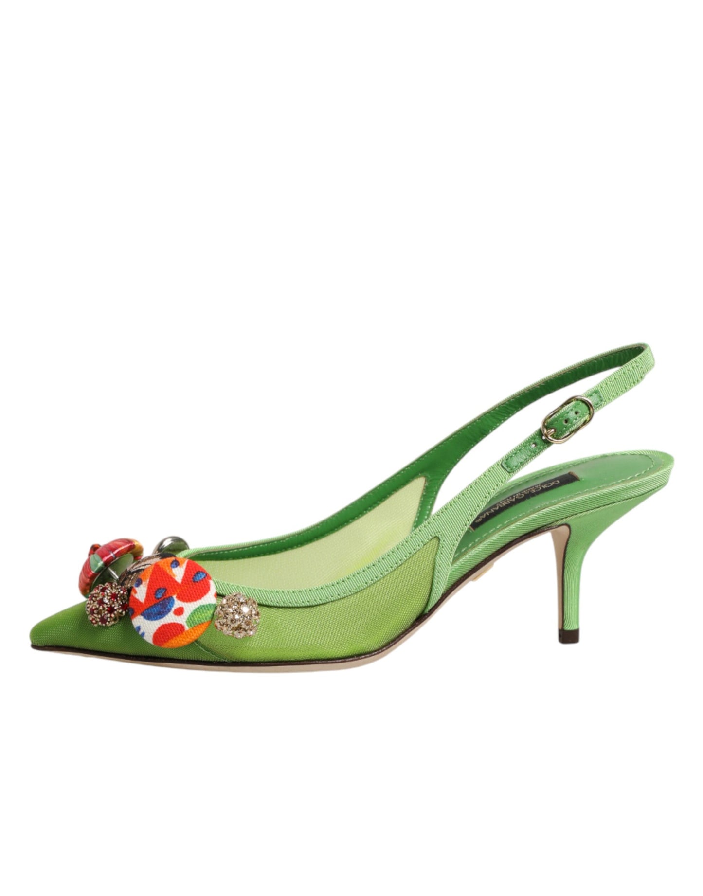 Grüne Dolce &amp; Gabbana Slingback-Pumps mit Verzierungen