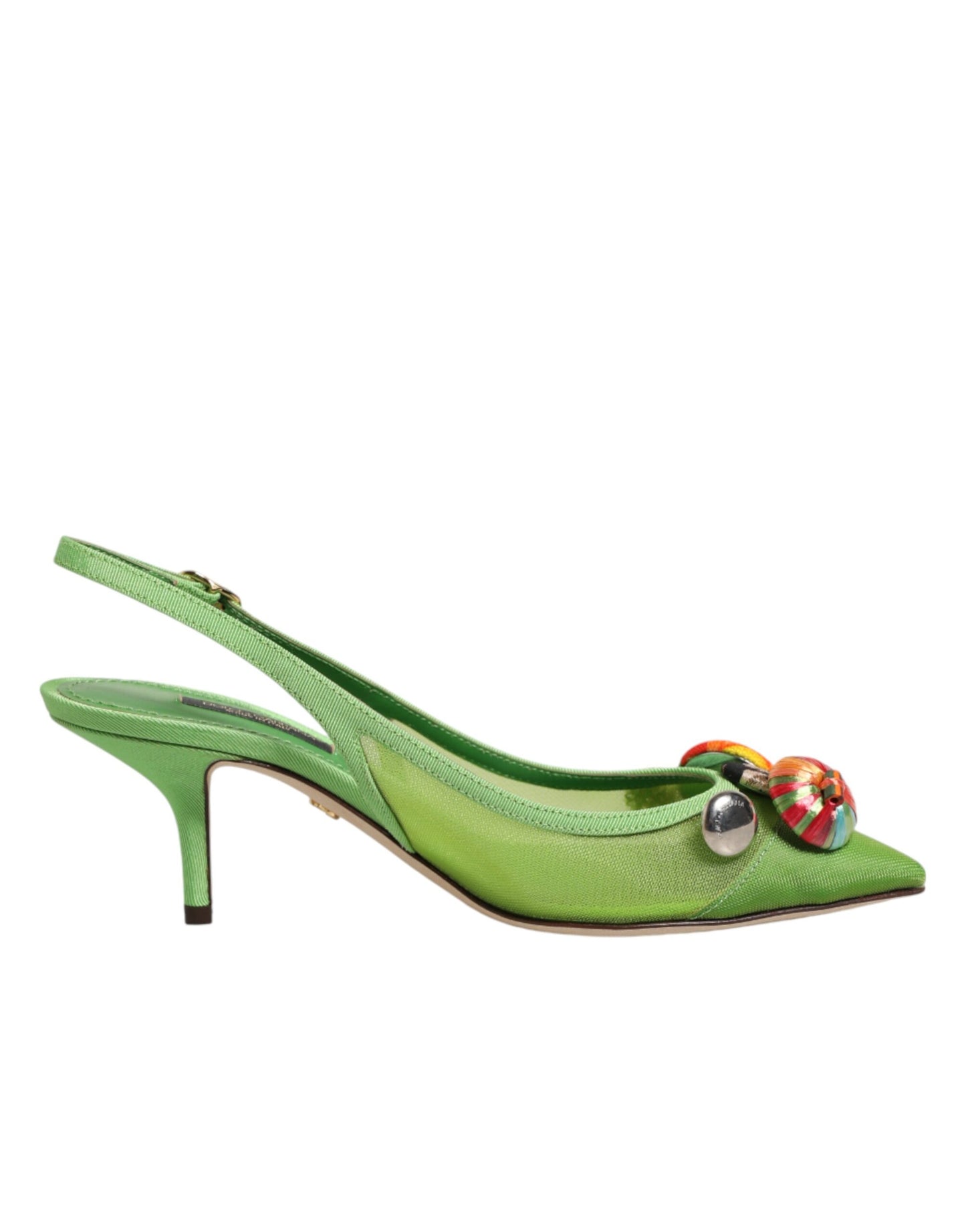 Grüne Dolce &amp; Gabbana Slingback-Pumps mit Verzierungen
