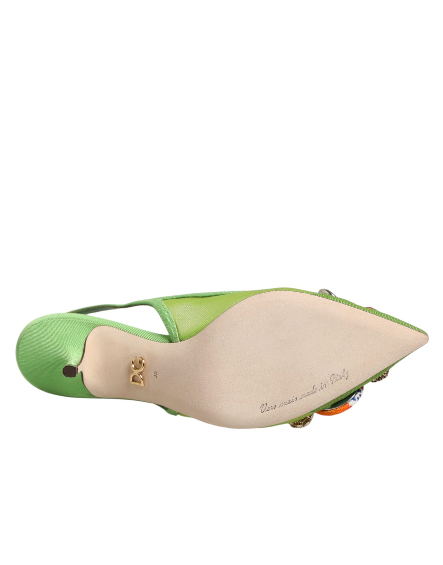 Grüne Dolce &amp; Gabbana Slingback-Pumps mit Verzierungen