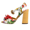 Dolce &amp; Gabbana Sandalen mit mehrfarbigem Blumenmuster und Kristallverzierungen