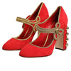 Dolce & Gabbana Red Embellished MARY JANES Pumps  Shoes