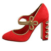 Dolce & Gabbana Red Embellished MARY JANES Pumps  Shoes