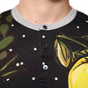 Dolce &amp; Gabbana Henley-Shirt mit schwarzen Polka-Dots, Zitronen- und Pferdemotiv