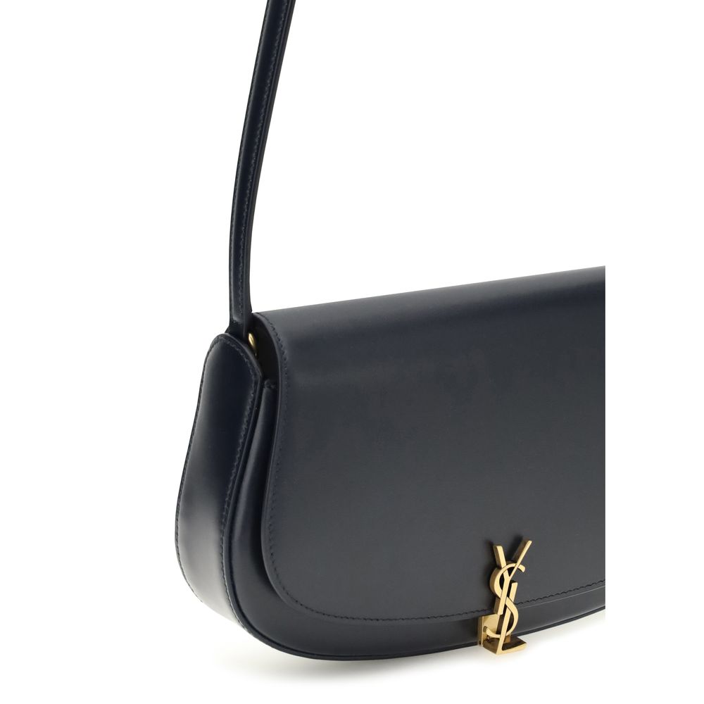 Saint Laurent Schultertasche aus blauem Kalbsleder, Modell Bos Taurus